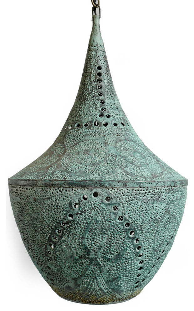 Copper Verdigris Dot Pendant SML