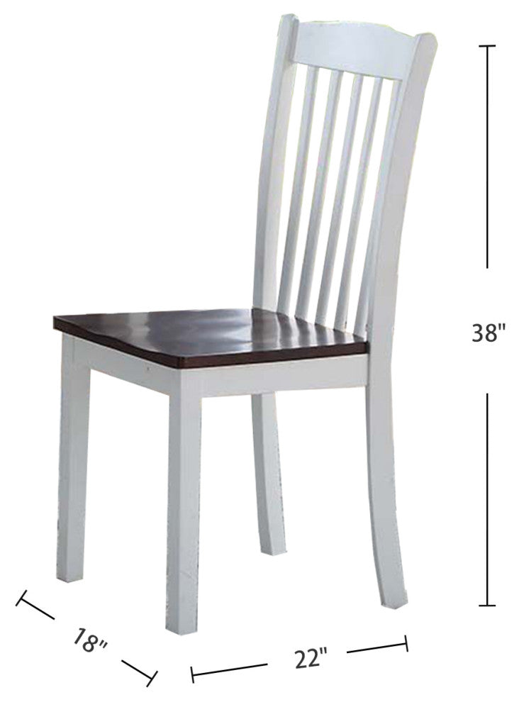 Set of 2 Wood Side Chair, White/Walnut Finish