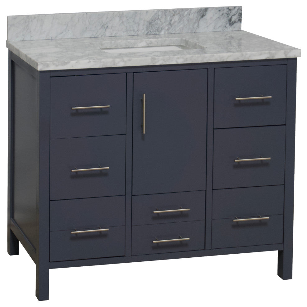 California 42" Bathroom Vanity, Marine Gray, Carrara Marble