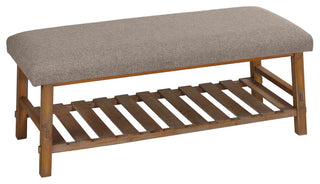 Cortesi Home Helsinki Dining Bench, Gray Fabric and Wood Base
