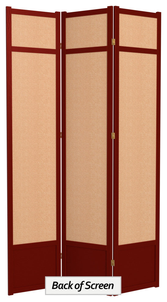 7'' Tall Jute Shoji Screen, 3 Panel, Rosewood