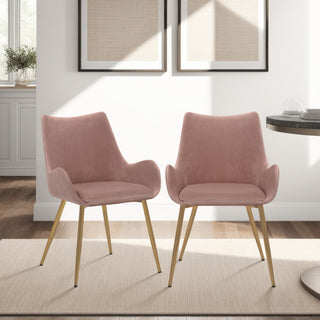 Avery Fabric Dining Room Chair With Gold Legs, Pink