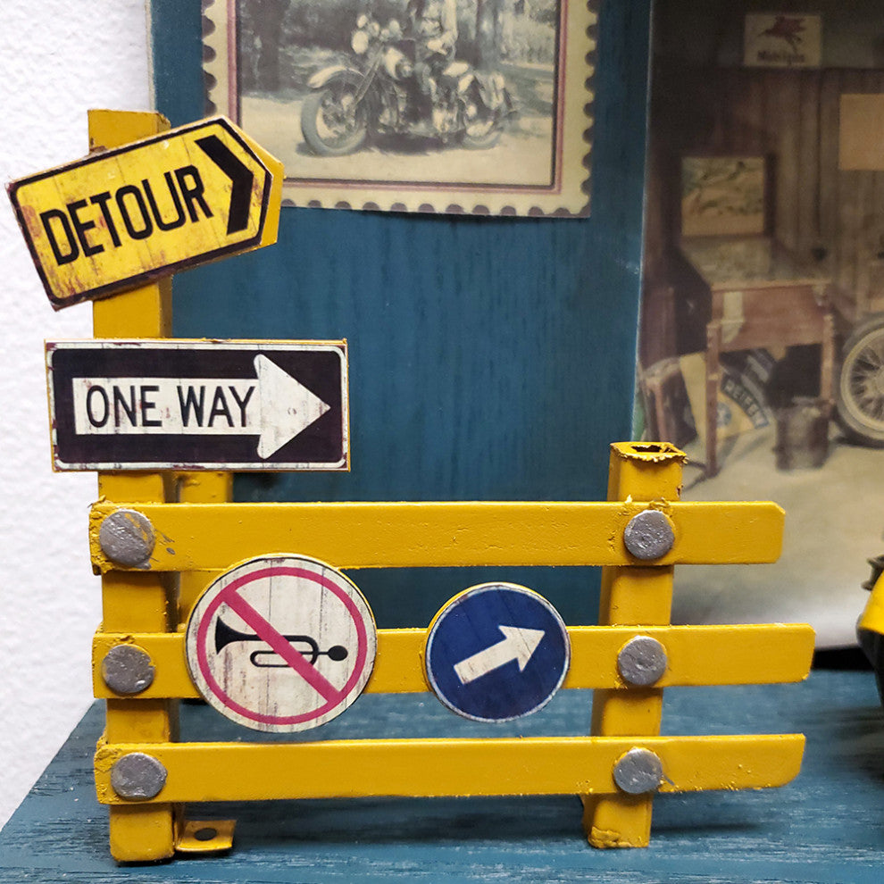 Vintage Harley Motorcycle Shadow Box on Wood Frame