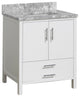 California 30" Bathroom Vanity, White, Carrara Marble