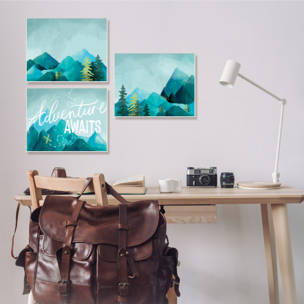 Icy Panoramic Adventure Awaits Outdoor Motivational Phrase, 3pc, each 19 x 13