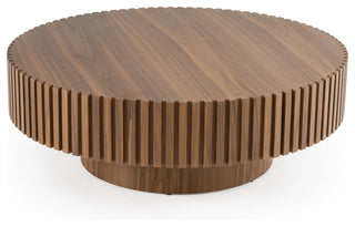 Modrest Pierre Modern Walnut Large Round Coffee Table