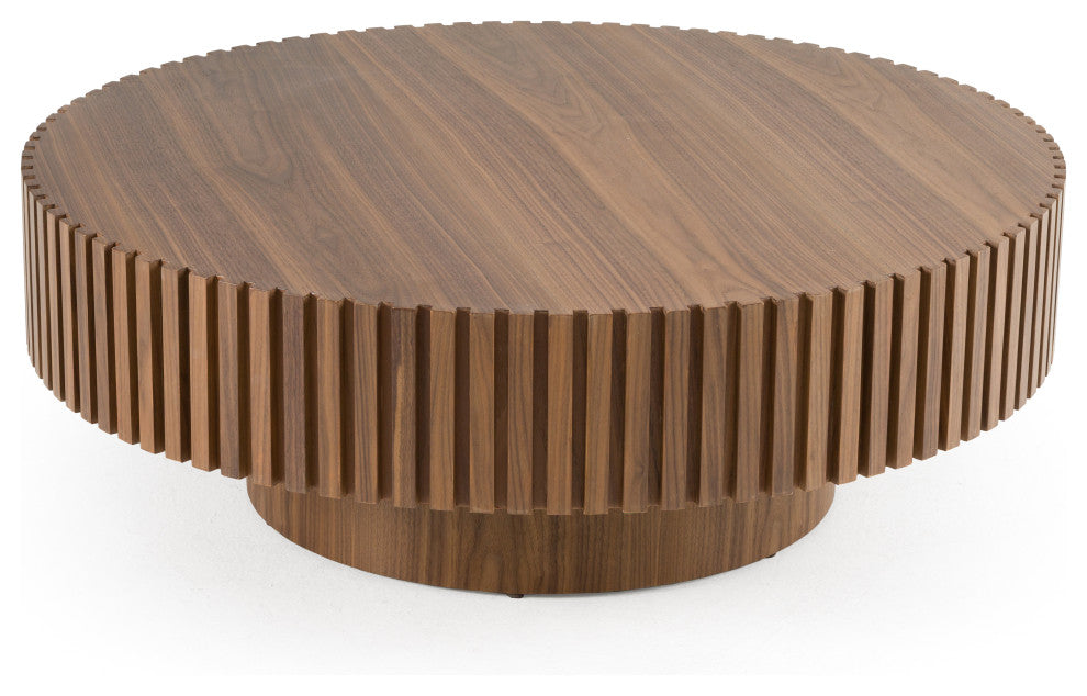 Modrest Pierre Modern Walnut Large Round Coffee Table