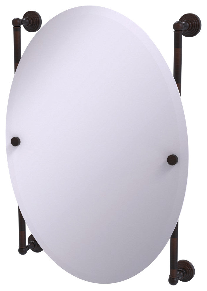 Waverly Place Oval Frameless Rail Mounted Mirror, Venetian Bronze