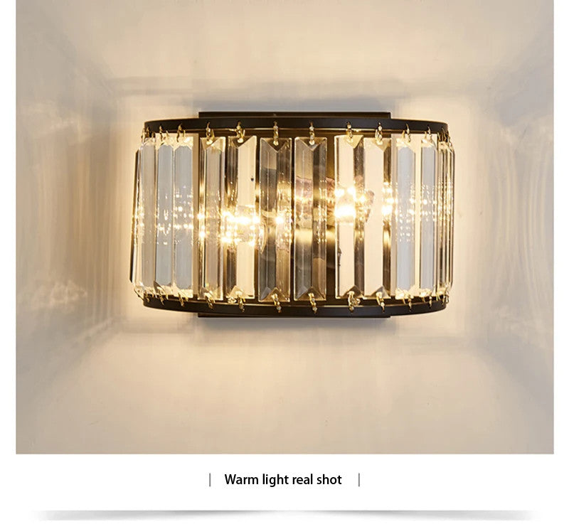 Luxury Crystal Wall Lamp in American Style for Living room, Bedroom, Brown