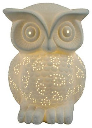 Simple Designs Porcelain Wise Owl Shaped Animal Light Table Lamp