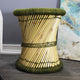 Natural Geo Moray Decorative Handwoven Jute Accent Stool, Navy Green