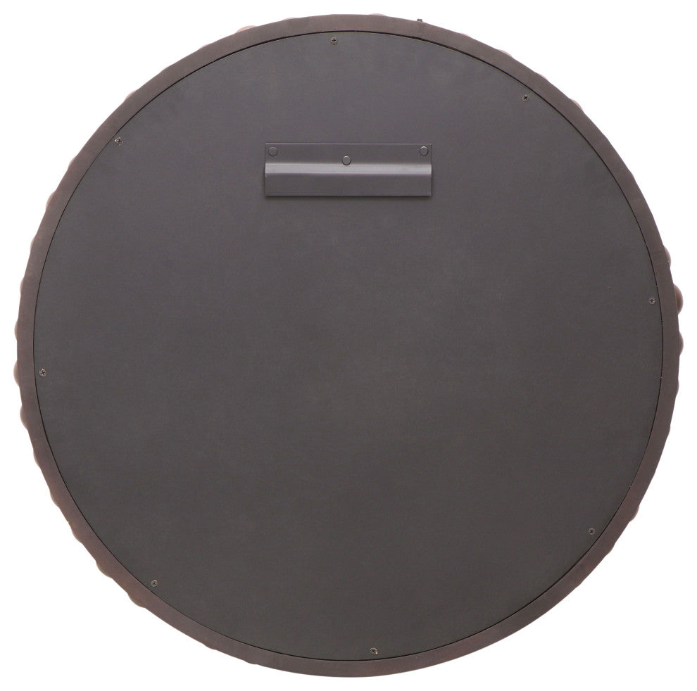 Baria Walnut Finish Round Wall Mirror
