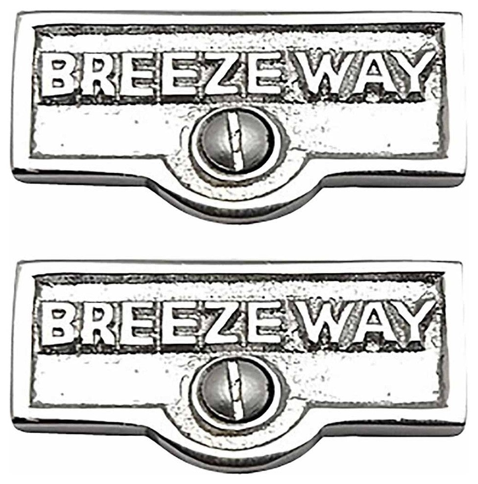 2 Switch Plate Tags BREEZEWAY Name Signs Labels Chrome Brass |
