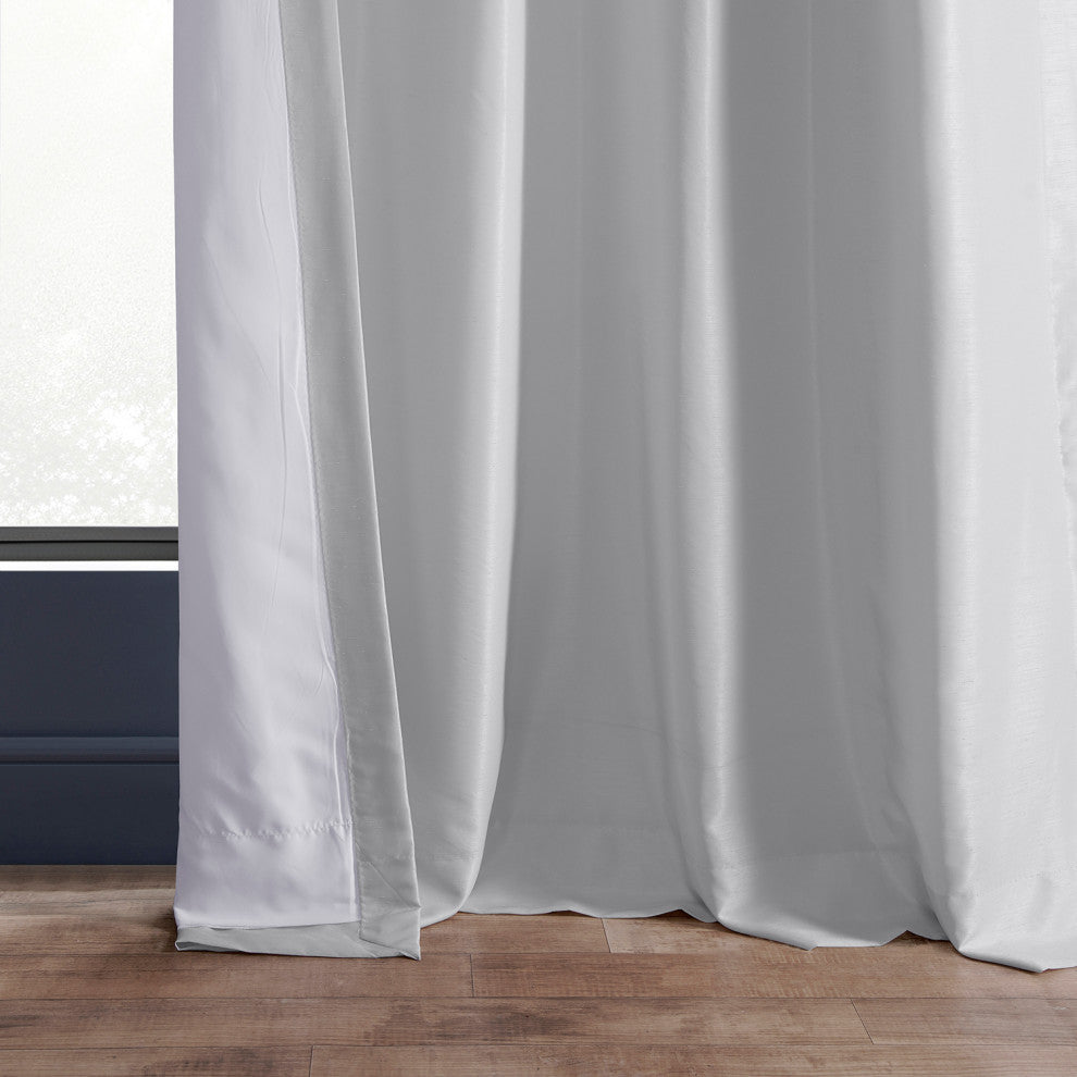 Ruched Vintage Faux Dupioni Silk Curtain Single Panel, Ice, 50" X 108"
