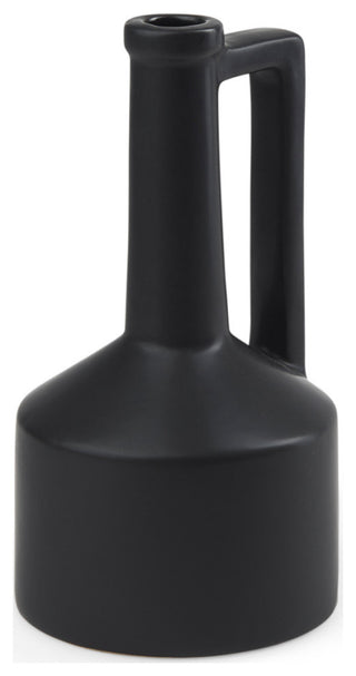 Burton 10.8H Small Matte Black Ceramic Jug Vase