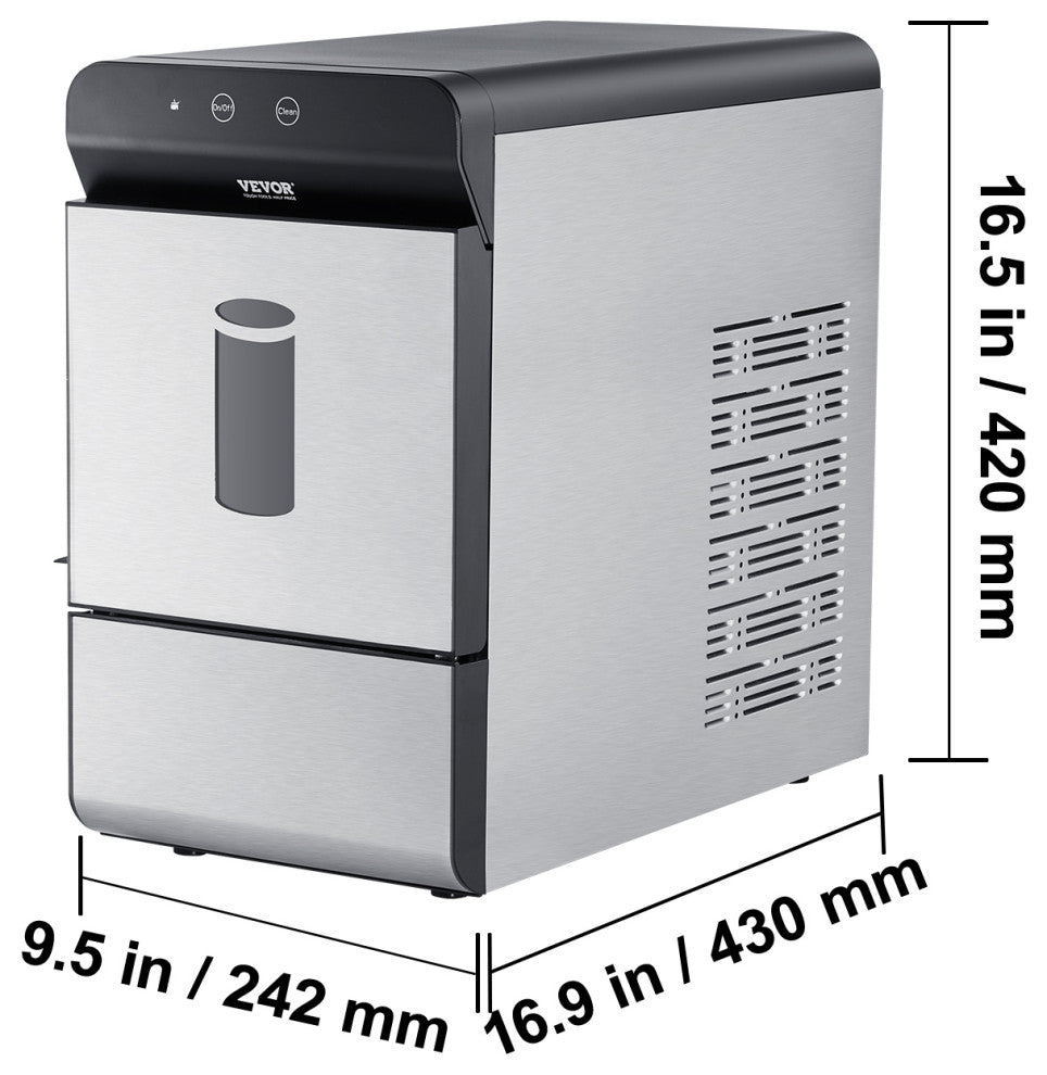VEVOR Nugget Ice Maker Countertop 37Lbs/24H Portable Ice Cube Machine Self-Clean