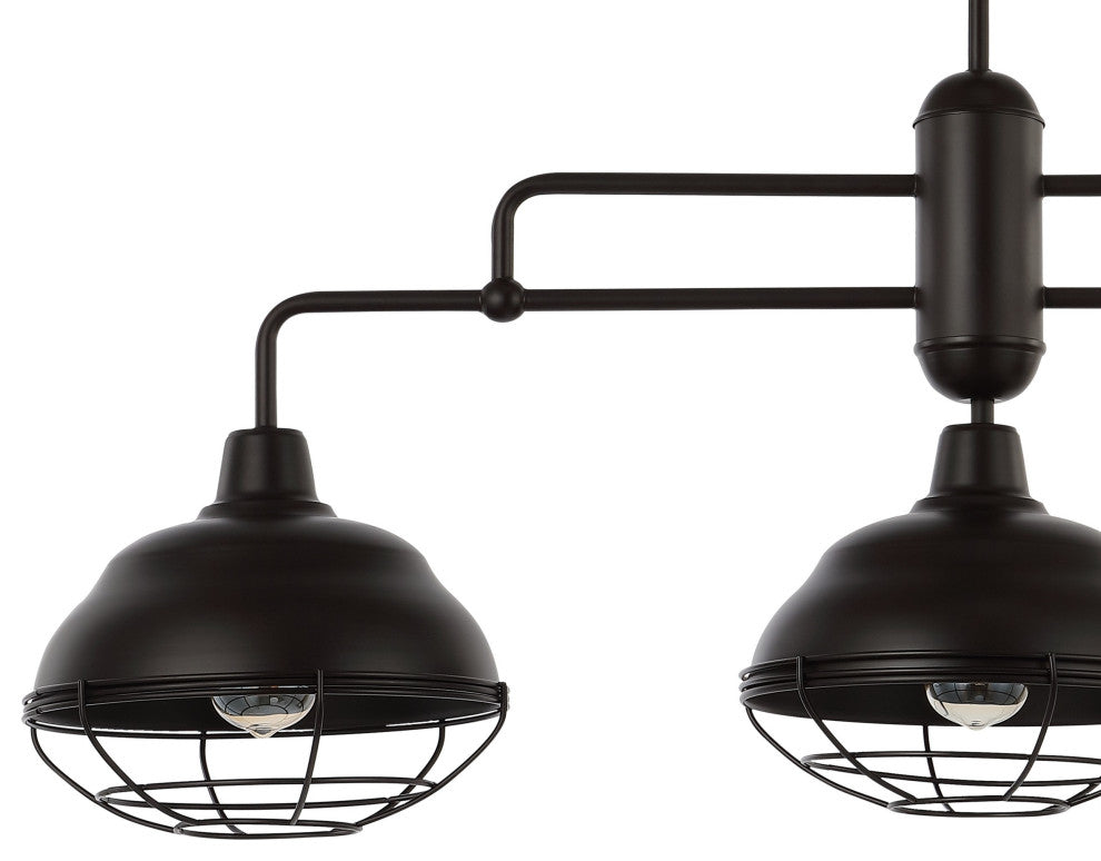 Levi Industrial Farmhouse Iron LED Pendant, Oil Rubbed Bronze, 3-Light
