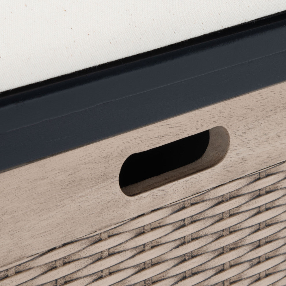 Safavieh Landers 3 Drawer/Cushion Storage Bench, Black