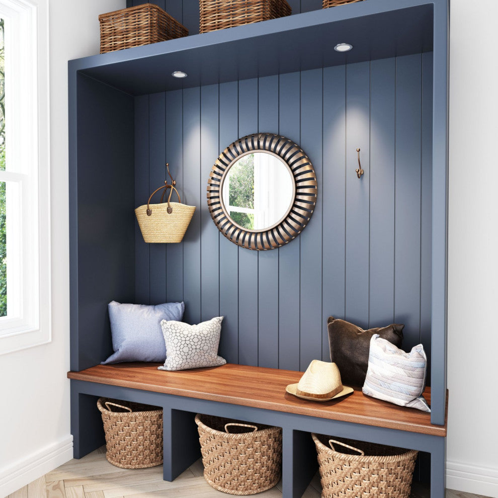 Frame Wall Mirror, Round, Glass, Steel Metal, Gold, Bedroom Living