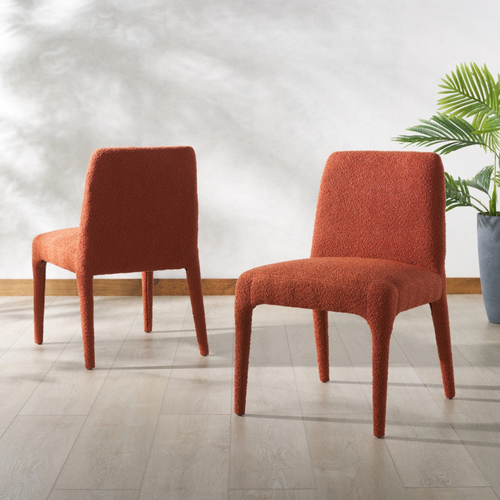 Safavieh Couture Derrick Boucle Dining Chair, Rusty Orange