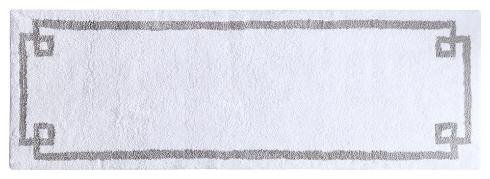 Madison Park Evan High Pile Bordered Bathroom Rug, Blue, White, Small