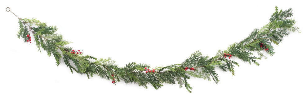 Mixed Pine Berry Garland, Set of 2