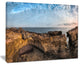 "Rough Rocky Coast Under Blue Sky" Oversized Beach Canvas Artwork, 40"x30"