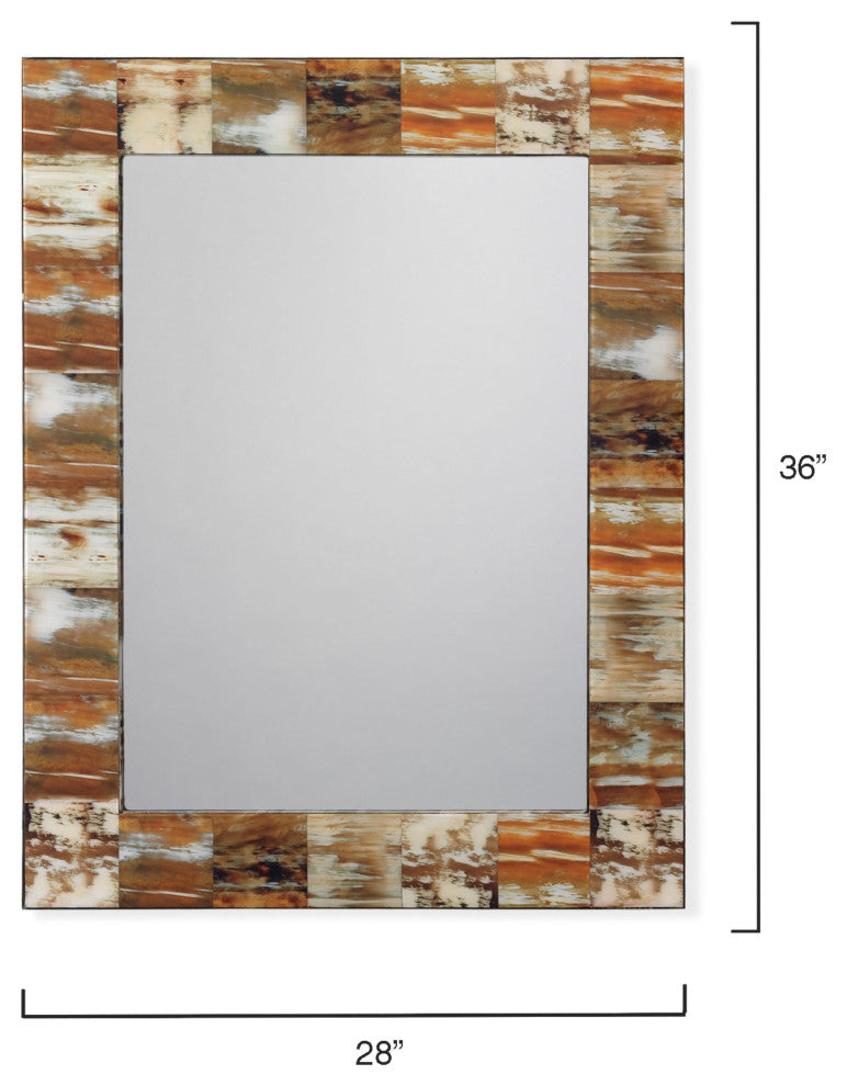 Medium Rectangular Mirror in Natural Faux Horn