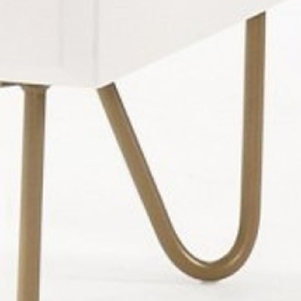 Contemporary White and Gold Nightstand With Two Drawers