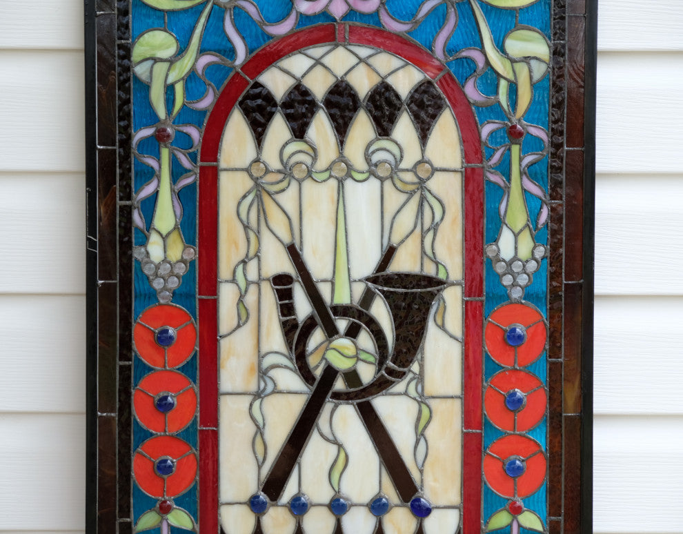 20.5" x 34.75" Large Handcrafted glass window panel WL040101