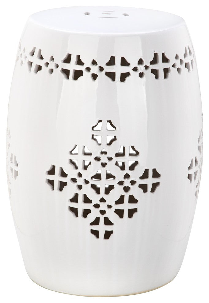 Safavieh Quatrefoil Garden Stool, Antique White