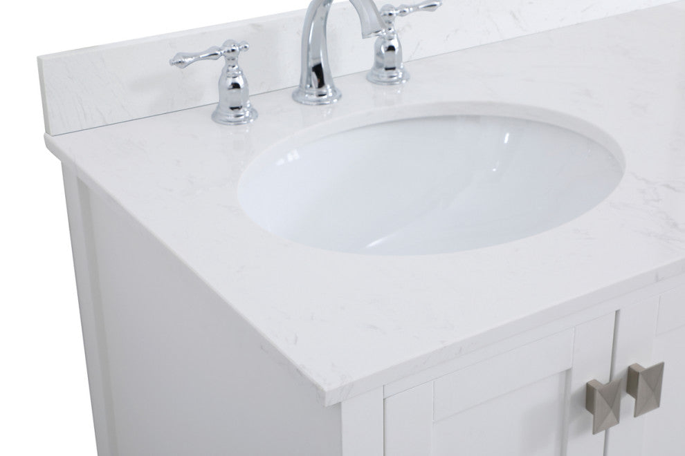 Iris 32" Single Bathroom Vanity, White With Backsplash