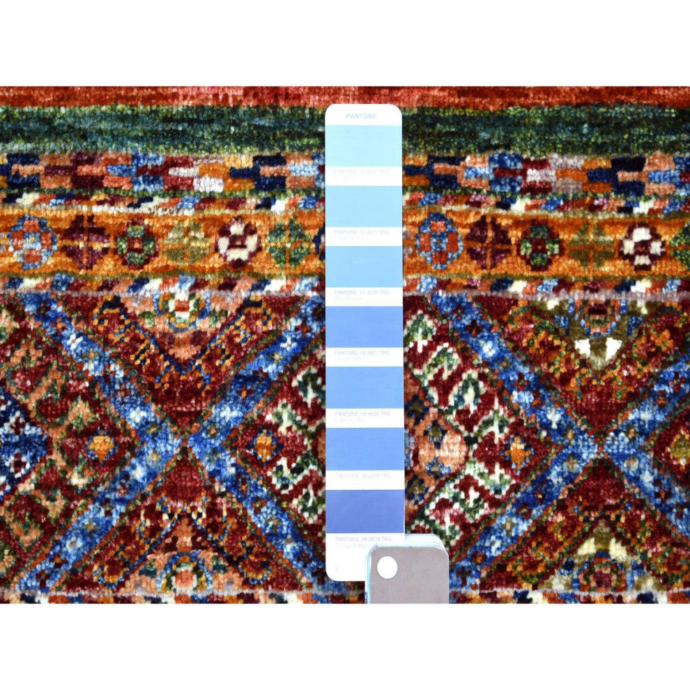 Colorful, Hand Knotted Afghan Super Kazak Ghazni Wool Mat Rug, 2'0"x3'2"