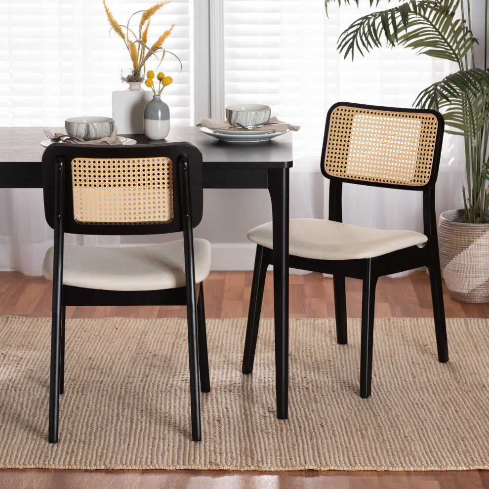 Dian 2-Piece Dining Chair Set, Cream/Black