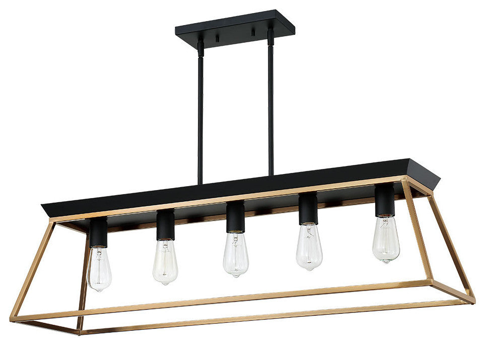 Paulino 5 Light Pendant, Brushed Gold and Matte Black