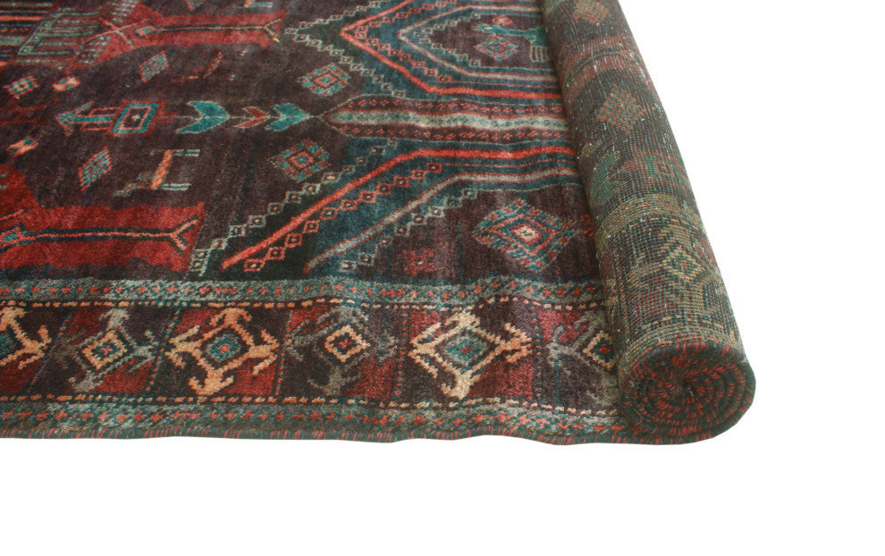 Fine Vintage Distressed Ines Brown/Charcoal Runner, 4'1x8'10
