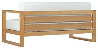 Modway Upland Outdoor Patio Teak Sofa, Natural White