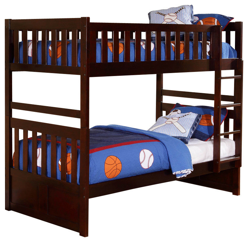 Homelegance Rowe Twin/Twin Bunk Bed, Dark Cherry, Twin/Twin With Storage