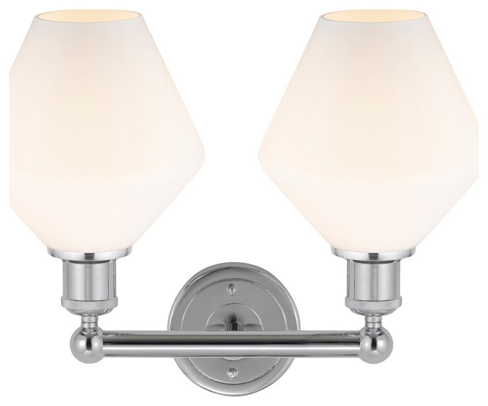 Cindyrella 2-Light 17" Vanity Light, Polished Chrome, Cased Matte White Shade