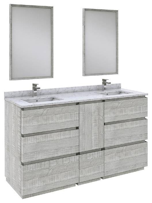 Fresca Formosa Modern 60" Ash Floor Standing Double Sink Vanity Set