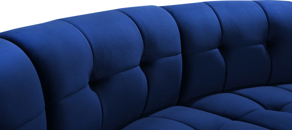 Limitless Velvet Upholstered 4-Piece Modular Sectional, Navy