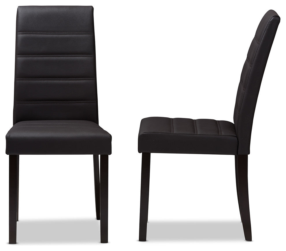 Modern Brown Faux Leather Upholstered Dining Chair Set of 2