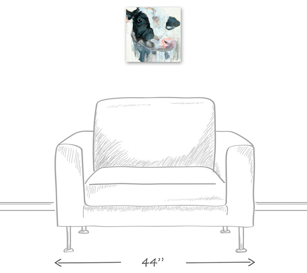 Curious Painted Dairy Cow 12x12 Canvas Wall Art