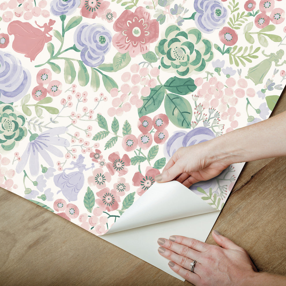 Disney Princess Purple Watercolor Floral Peel and Stick Wallpaper