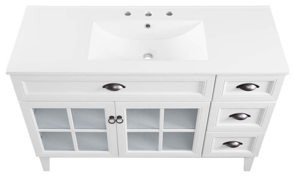 Isle 48" Bathroom Vanity Cabinet White White -5427