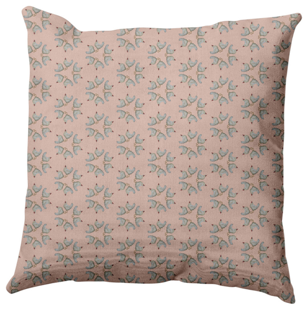 Chickens-go-round Easter Decorative Throw Pillow, Sunwashed Red, 16x16"