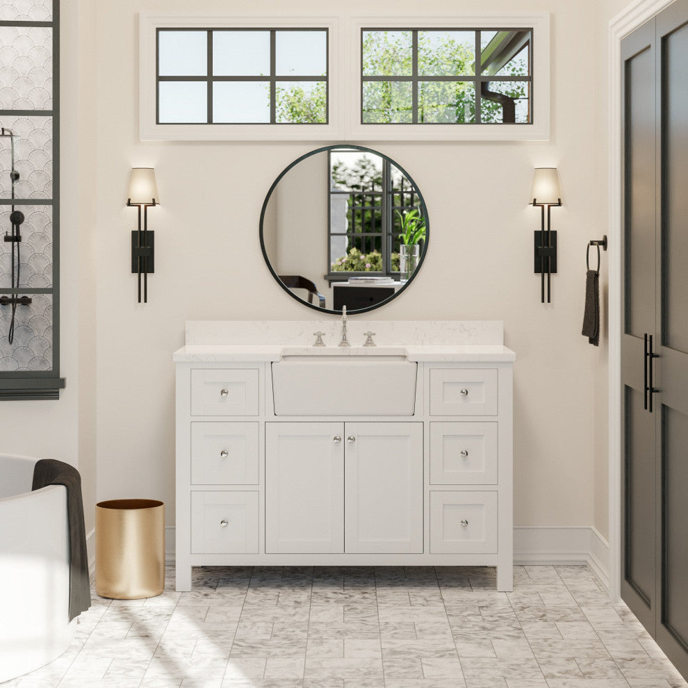 Yorkshire 48" Bathroom Vanity, White, Engineered Marble