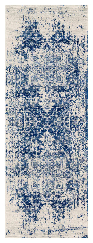 Harput Traditional Dark Blue, Light Gray Area Rug, 2'7"x7'3"