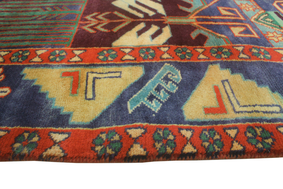 Fine Vintage Distressed Cirilo Navy/Rust Runner, 4'10x10'2