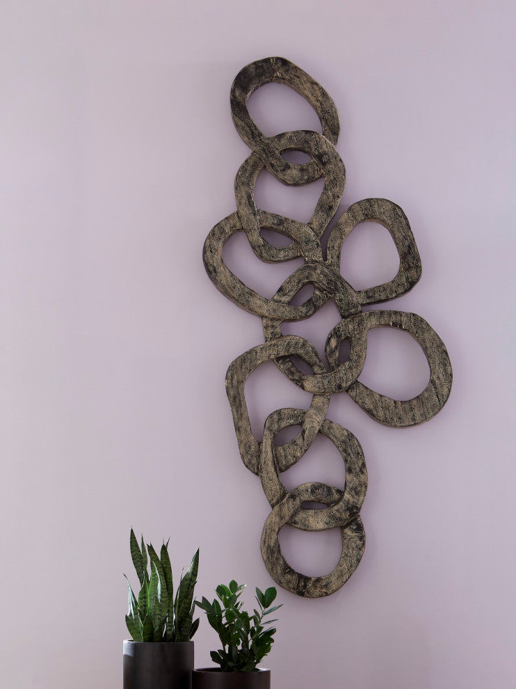 Chain Wall Art, Chamcha Wood, Gray Stone